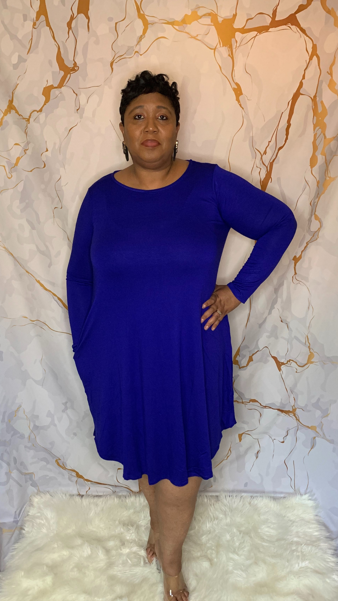 Plus Size Blue Pocket Dress – Curvy and Beautiful Boutique
