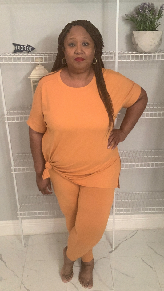 Plus Size Weekend Chill Set- Apricot