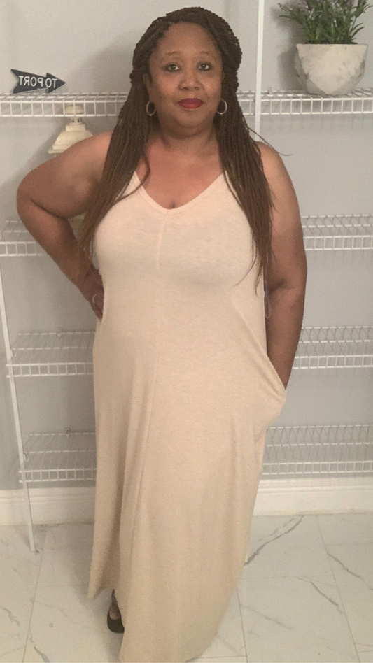 Plus Size Beige T-Shirt Dress