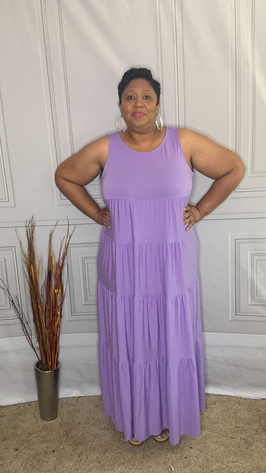 Plus Size Lavender Tiered Maxi Dress