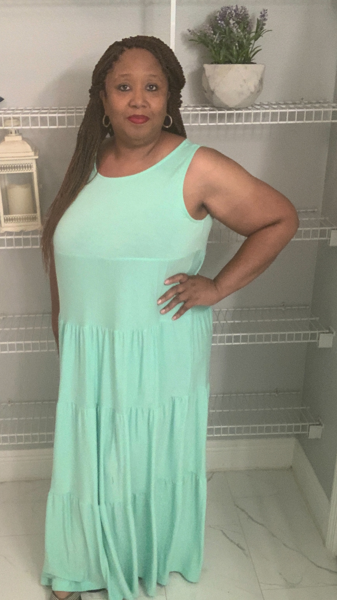 Plus Size Mint Green Tiered Maxi Dress