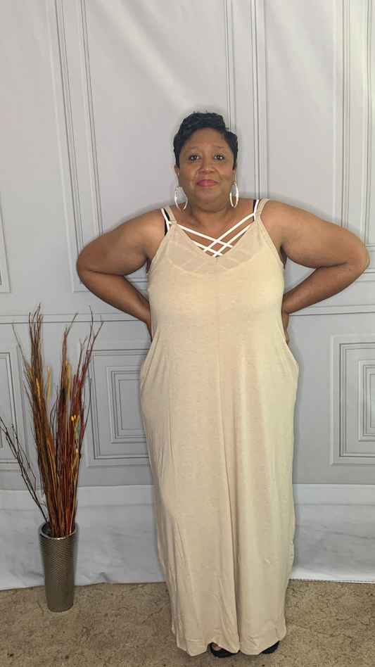 Plus size beige outlet maxi dress