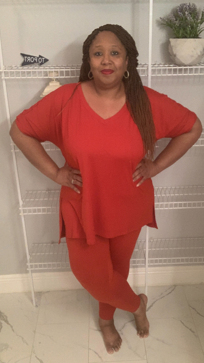 Plus Size Weekend Chill Set- Tomato