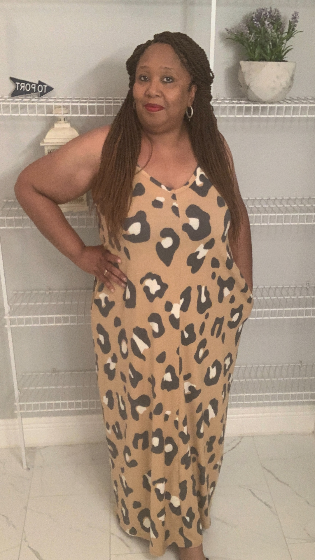 Plus Size Camel Leopard T-Shirt Dress