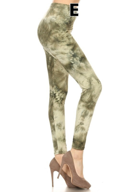 Olive Tie-Dye Leggings freeshipping - Curvy and Beautiful Boutique