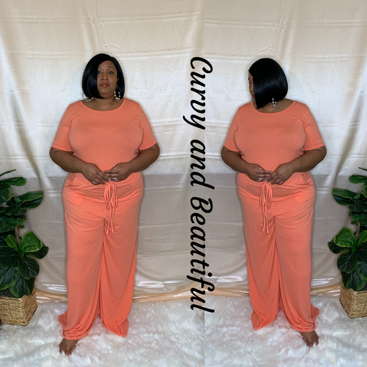 The Brooklyn Coral Wide Leg Jumpsuit freeshipping - Curvy and Beautiful Boutique