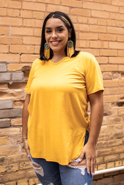 Mustard V-Neck Top