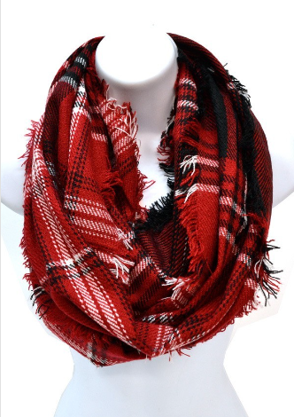 Plaid Infinity Scarf Red